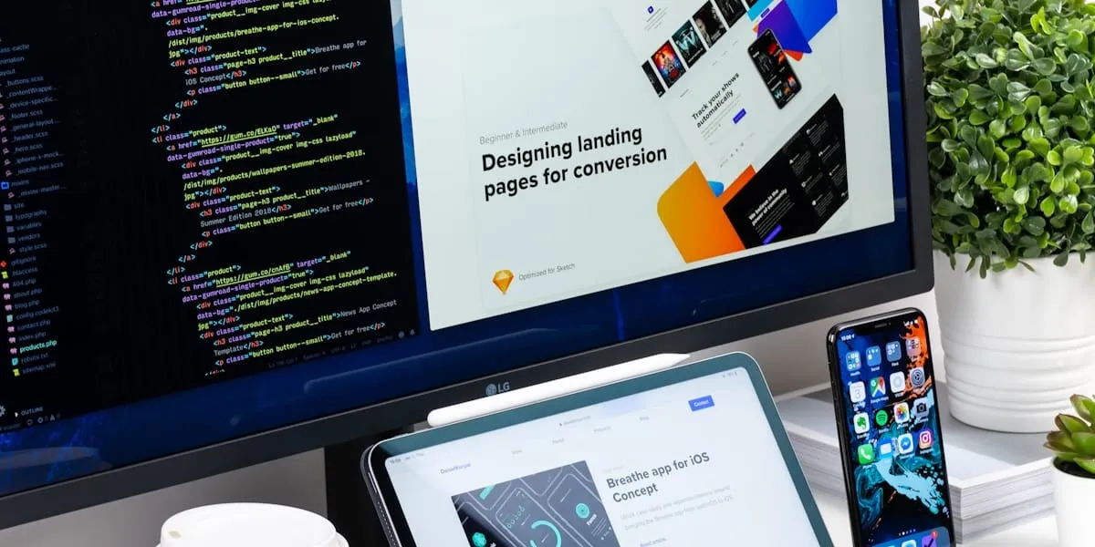 Desenvolvedor trabalhando em código e containers